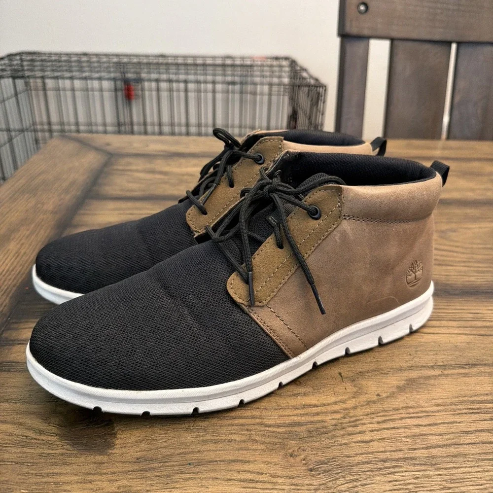 Timberland Men's 9.5 Grayson  Mid Chukka Boot Lightweight Brown Black Mesh …G7